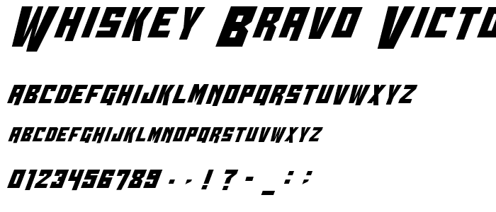 Whiskey Bravo Victor Condensed font